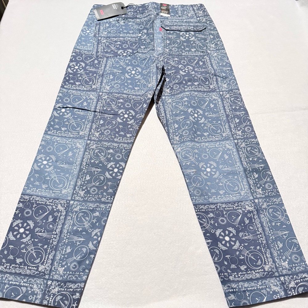 Levi's Premium Utility Bandana Printed Chore Pants Stretch Straight 36X32 NWT - Picture 5 of 10